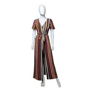 Charlotte Russe Stripe Romper Skirt Multi M